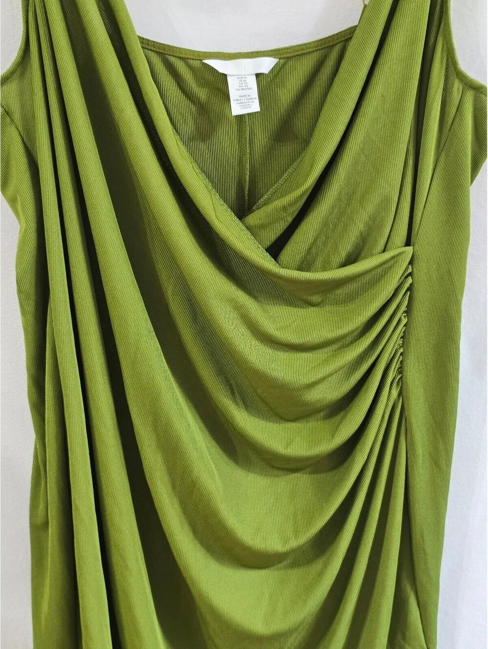 H&M Olive Green Draped Sleeveless Dress XL